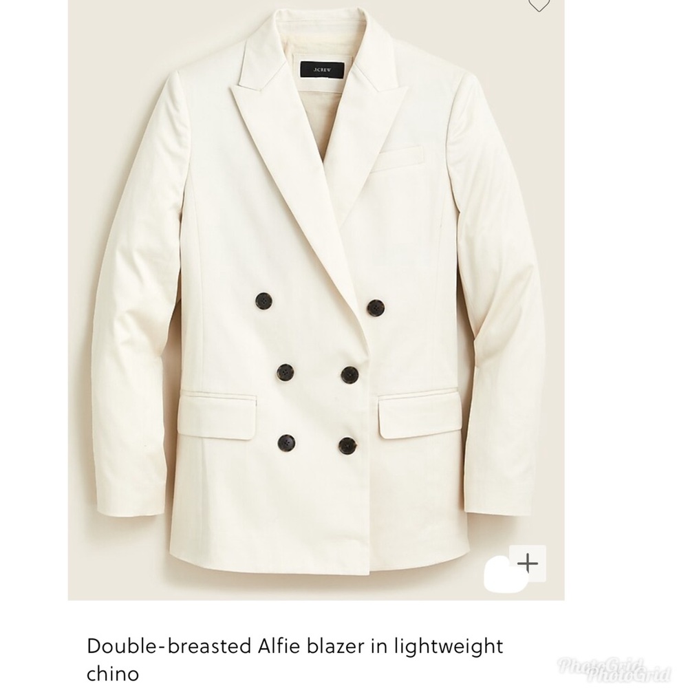 J.Crew Double Breasted Alfie Blazer lightweight chino cream size 8 new no tag